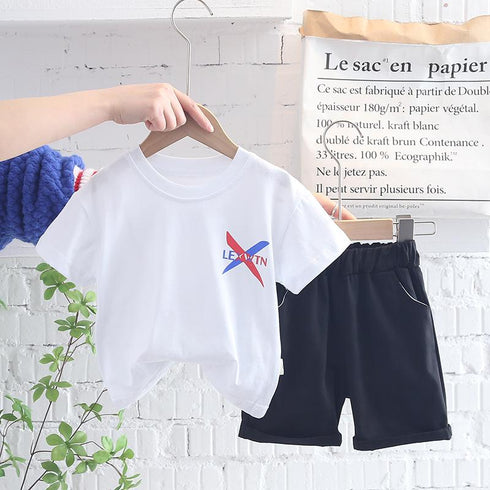 Boys summer suit short sleeve shorts two-piece set