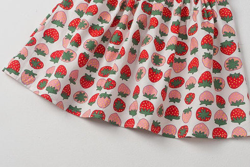 Summer Sweet Girls Cartoon Printed Dress Cotton Sling Dress