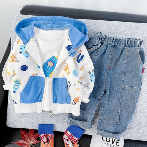 Boys spring and autumn suit set of three