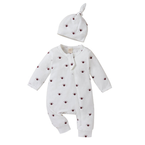 Baby's Rainbow-Print Jumpsuit And Cap