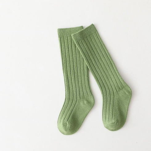 Multicolor children's socks double needle vertical stripes middle stockings baby socks solid color sports socks