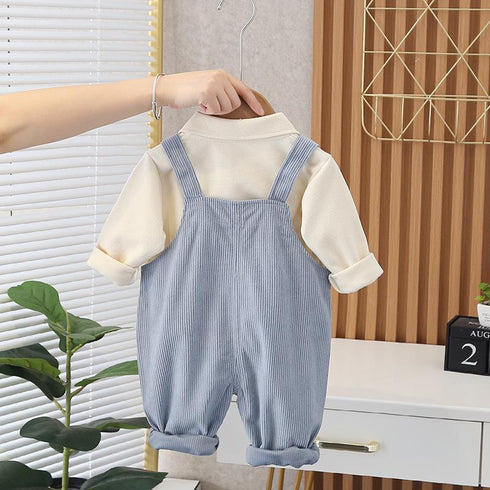 Baby Spring and Autumn Dress Suit Strap Pants Two-Piece Set
