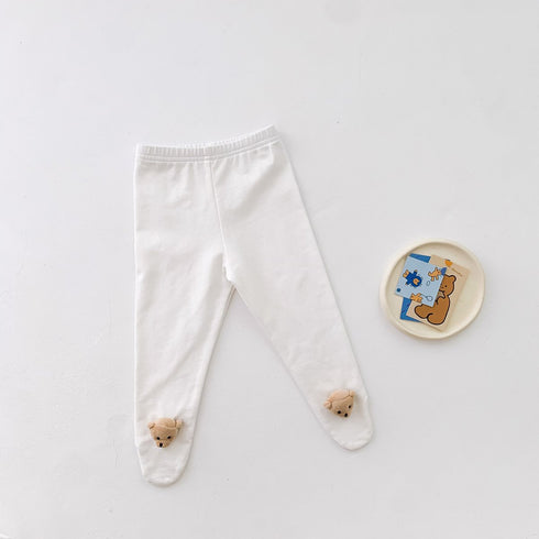Baby white socks leggings baby simple cartoon bear head elastic pants