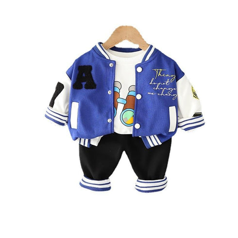 Spring and Autumn Boys Sports Baseball Suit Two-Piece Set