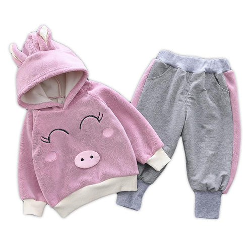 Girl's Thickened Fall/Winter Wear Two-Piece Set