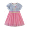 Summer New Girl Dress Children's Stitching Mesh Short Sleeve Dress