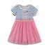 Summer New Girl Dress Children's Stitching Mesh Short Sleeve Dress