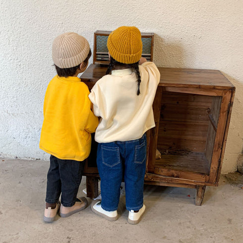 Children's winter plus velvet padded denim pants baby stretch denim leggings