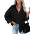 Chiffon Jacquard Lapel Long Sleeve Shirt