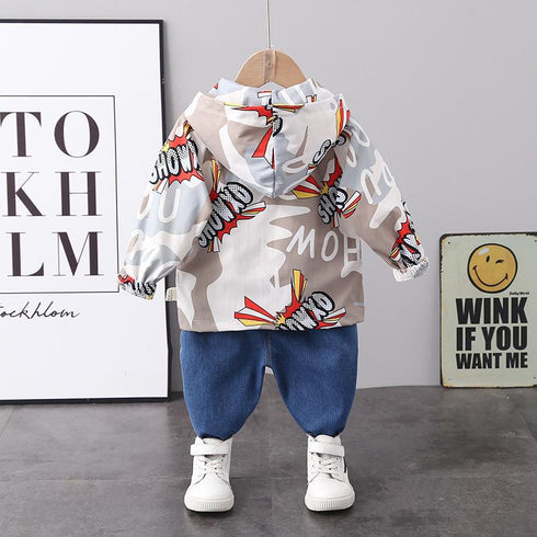 Boys spring and autumn suit set of three