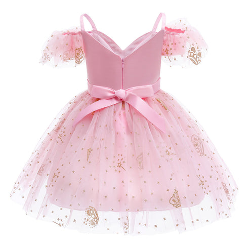 Girls' Dress European And American Children's Wear Crown Sequin Princess Dress Dress Mesh Paggy Dress