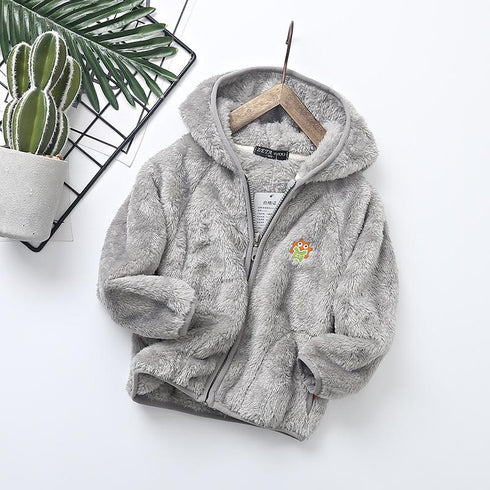 Children's Coral Velvet Hooded Jacket