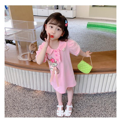 Girls Cartoon POLO Dress 2022 Summer New Baby Girl Princess Dress