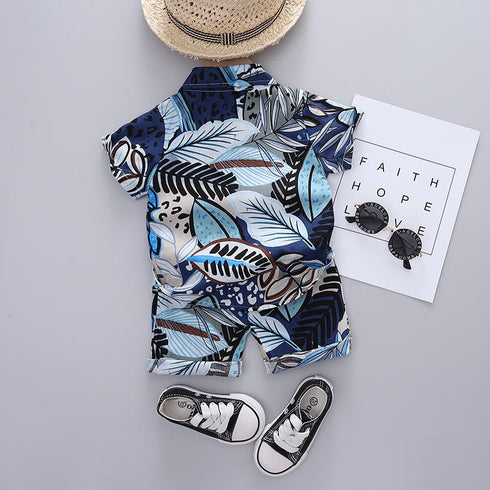 Summer children's short sleeve shirt set