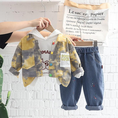 Boy's Spring and Autumn Dress Three-Piece Set