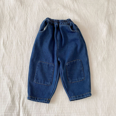 Children's Jeans One Pants with Cashmere Pants Baby Patch Pants