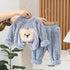 Autumn and winter boys plus velvet round neck long sleeve pajamas set two-piece set
