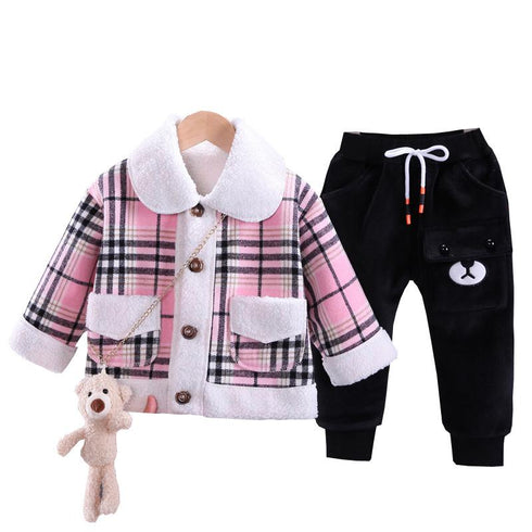 Winter girls suit padded two-piece set