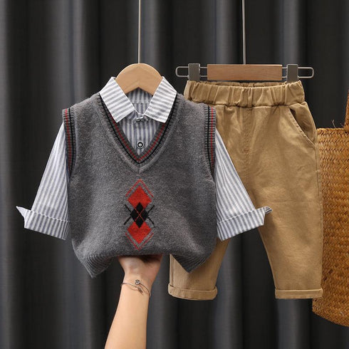 Boys Spring and Autumn Three-Piece Set