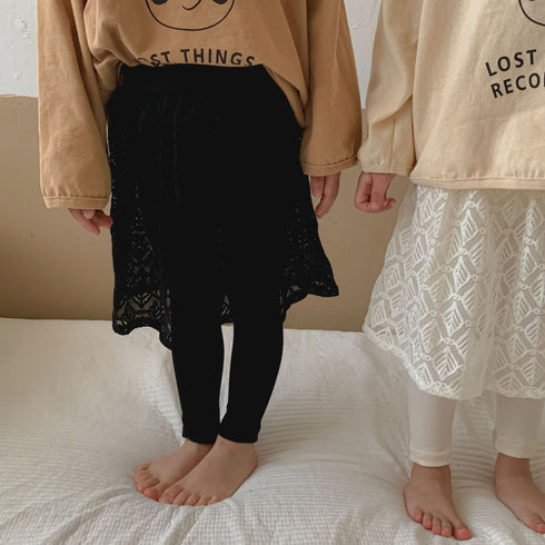 Girls leggings foreign-style fake two-piece lace children's culottes