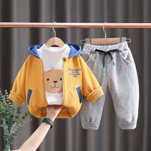 Autumn and winter children plus velvet sweater jacket trousers set of three