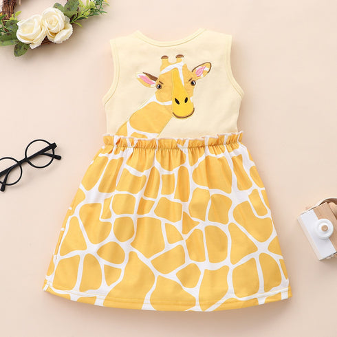 Girl's Sleeveless Giraffe-Print Dress
