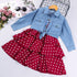 Girls Spring and Autumn Long Sleeve Denim Jacket Sling Skirt Two-Piece Set