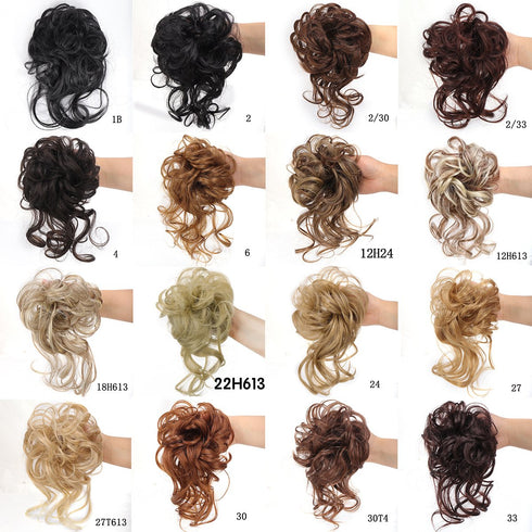 Synthetic bun wig fluffy hair ring ball head