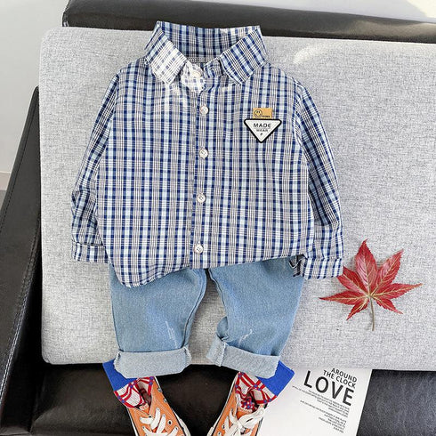 Boys spring and autumn long sleeve suit two-piece set