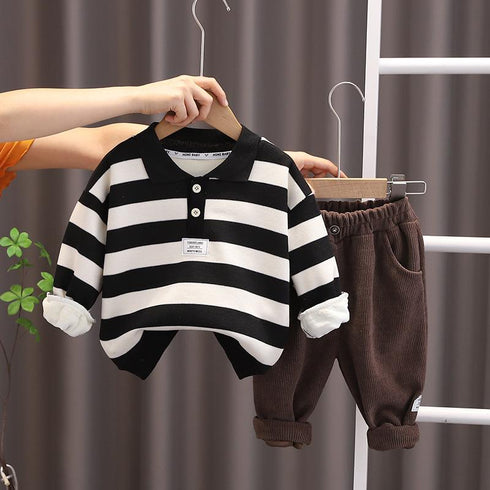 Children's winter warm plus velvet leisure two-piece set