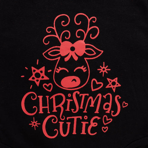 Christmas Elk Plaid Skirt Hair band Three-Piece Set