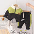 Autumn and winter boys plus velvet long sleeve suit two-piece set