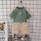 Summer children's solid color letter cotton short sleeve set