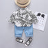 Boy's Spring and Autumn Casual Shirt Two-Piece Set