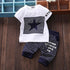 Boys' Summer Five-pointed Star Plaid Sports Set