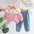 Spring and Autumn Girls Casual Cardigan Three-Piece Set