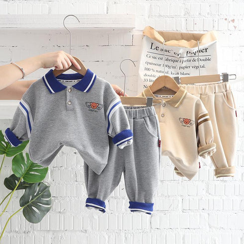 Spring and Autumn Boys' Long Sleeve Suit Two-Piece Set