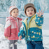 Children's Patchwork Contrast Three-in-One Windproof Clip Hooded Warm Coat