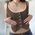 Lace Stitched Vest With Perspective Irregular Hem