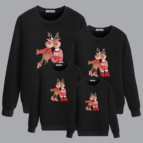 Christmas cartoon cute elk printed warm sweater family of three series