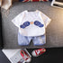 Round Neck Bear Short Sleeve Suit