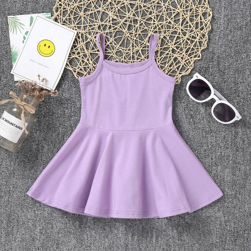 Children's Cotton Suspender Solid Color Dress