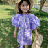 Summer Girl's Bubble Sleeve Flower Dress