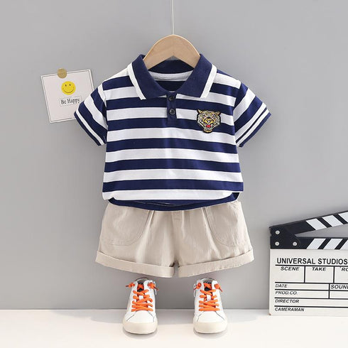 Baby Stripe Short Sleeve Shorts Set