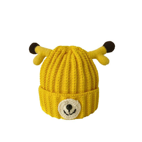 Children's Wool Hat Cute Antler Pullover Hat In Autumn And Winter Circumference 18.9-20.5 inch
