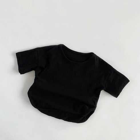 Slub Cotton Short Sleeve T-shirt Sweat Absorbing Cotton Top