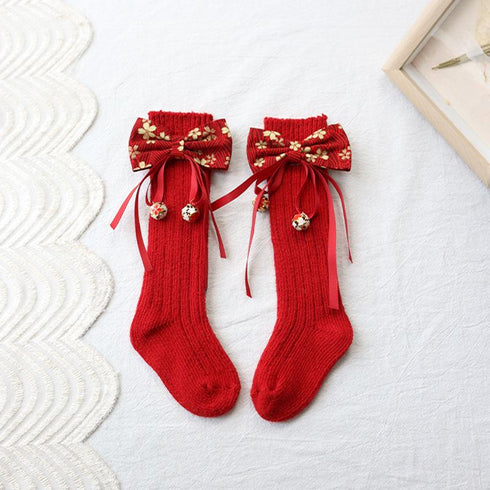 Christmas Socks Bow Thickened Wool Baby Socks Medium Socks