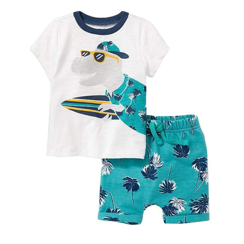 Summer Boys Dinosaur Print Short Sleeve Set