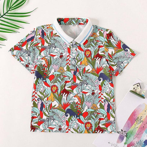 Summer boy cartoon animal polo shirt