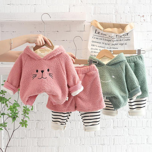 Children's Cashmere Set Warm Winter Dress Two-Piece Set